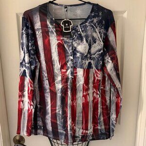NWT American Skull Men's S Button Henley Long Sleeve Top USA Bikercore Biker